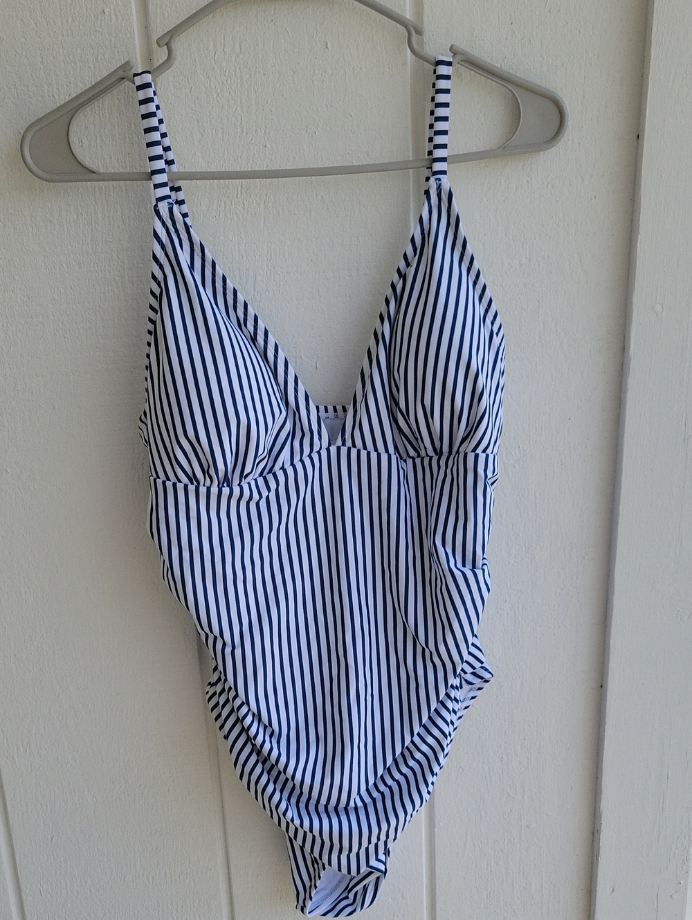 Cupshe Navy and White Striped One-Piece Swimsuit